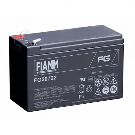 Fiamm FG20722, 12V 7,2Ah akkumulátor, szünetmentes UPS tápegységekhez, csúszósaru méret 6,3mm