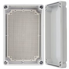   Pulsar AWB382813 ABS ház, 380x280x130, vízálló, műanyag zsanérokkal záródó és alaplappal ellátott