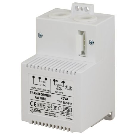 Pulsar AWT050 Transzformátor, 230 VAC / 16/18 VAC, 20 VA, IP30