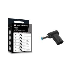   Conceptronic átalakító - ABBY15PC01 (USB-C to HP 4.5x3mm 18-20V, PD:100W, fekete)