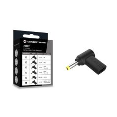   Conceptronic átalakító - ABBY15PC06 (USB-C to Lenovo/Asus/Acer/Toshiba, 18-20V, PD:100W, fekete)