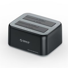   Orico HDD/SSD Dokkoló - 6829C3-C-EU-BK (2x 2,5"/3,5" HDD/SSD -> USB-A, Offline klón funkció, Max.: 36TB, fekete)