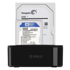   Orico HDD/SSD Dokkoló - 6218US3-EU-BK/80/ (2,5"/3,5" HDD/SSD -> USB-A, Max.: 16TB, fekete)