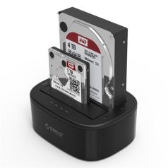   Orico HDD/SSD Dokkoló - 6228US3-C-EU-B/51/ (2x 2,5"/3,5" HDD/SSD -> USB-A, Max.: 16TB, Klón, fekete)