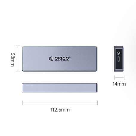 Orico Külső M.2 ház - CM2C3-GY (USB-C 3.1-> M.2 SATA Max.: 2TB, 10 Gbps, szürke)