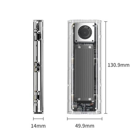 Orico Külső M.2 ház - ORICO-TCM2-U4-BK-BP (USB-C 4 -> M.2 NVMe, Max.: 8TB, 40 Gbps, fekete)