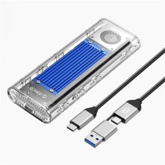   Orico Külső M.2 ház - ORICO-TCM2-U4-BL-BP (USB-C 4 -> M.2 NVMe, Max.: 8TB, 40 Gbps, kék)