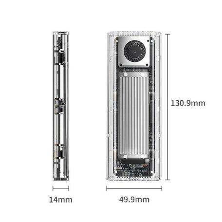 Orico Külső M.2 ház - ORICO-TCM2-U4-SV-BP (USB-C 4 -> M.2 NVMe, Max.: 8TB, 40 Gbps, szürke)