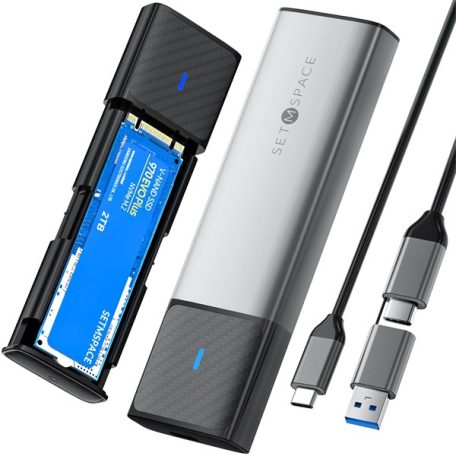 Orico Külső M.2 ház - STPWDM2-G2-GY (USB-A/C -> M.2 NVMe, Max.: 8TB, 10 Gbps)