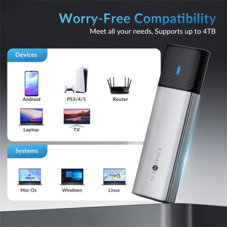 Orico Külső M.2 ház - STPWDM2-G2-GY (USB-A/C -> M.2 NVMe, Max.: 8TB, 10 Gbps)