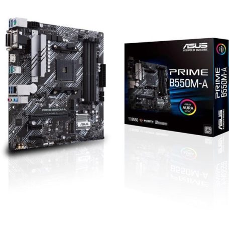 Asus Alaplap - AMD PRIME B550M-A/CSM AM4 (B550, 4xDDR4 4866MHz, 4xSATA3, 2x M.2, Raid, HDMI/DVI/D-sub)