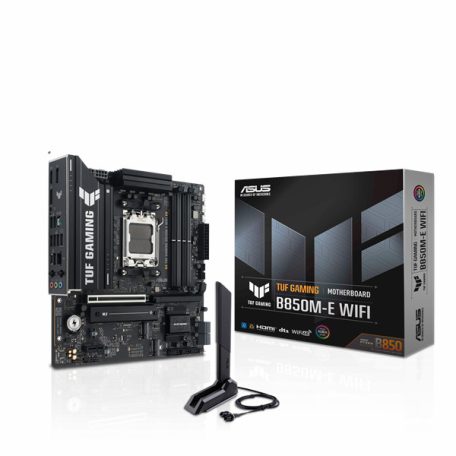 Asus Alaplap - AMD TUF GAMING B850M-E WIFI AM5 (B850, MicroATX, 4xDDR5 8000+MHz, 4xSATA3, 3x M.2, HDMI+2xDP)