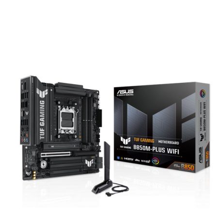 Asus Alaplap - AMD TUF GAMING B850M-PLUS WIFI AM5 (B850, ATX, 4xDDR5 8000+MHz, 4xSATA3, 3x M.2, HDMI+DP)