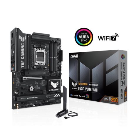 Asus Alaplap - AMD TUF GAMING B850-PLUS WIFI AM5 (B850, ATX, 4xDDR5 8000+MHz, 4xSATA3, 3x M.2, HDMI+DP)