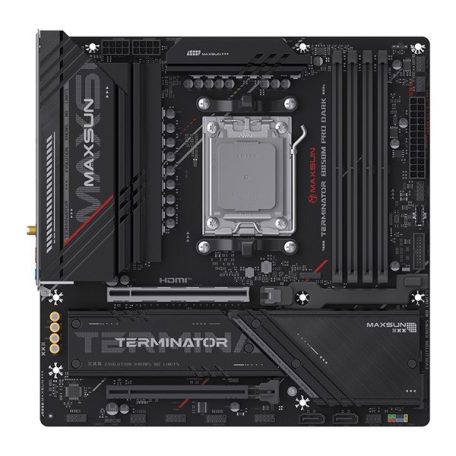 Maxsun Alaplap - AMD MS-TERMINATOR B850M PRO DARK WIFI AM5 (B850, mATX, 4xDDR5 8000MHz, 2xSATA3, 3xM.2, HDMI, DP)