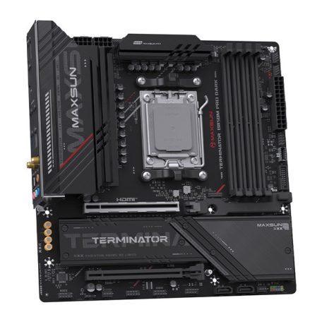 Maxsun Alaplap - AMD MS-TERMINATOR B850M PRO DARK WIFI AM5 (B850, mATX, 4xDDR5 8000MHz, 2xSATA3, 3xM.2, HDMI, DP)