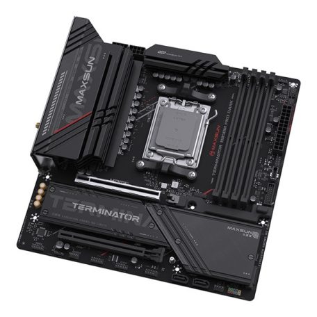 Maxsun Alaplap - AMD MS-TERMINATOR B850M PRO DARK WIFI AM5 (B850, mATX, 4xDDR5 8000MHz, 2xSATA3, 3xM.2, HDMI, DP)