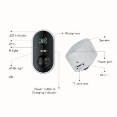   Arenti IP wifi csempekamera - GO1 + SP2 (3MP, 2,4mm, kültéri, IR10m, 6700mAh, microSD, mikrofon, hangszóró, SP2 napelem)