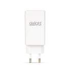 Delight USB-A 20W + Type-C (USB-C)  PD45W adapter 65W (55042), DC 5-20V, gyorstöltéssel, fehér