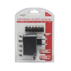   Delight univerzális adapter (55056B), DC 3-12V, 1,5A, 6db cserélhető dugó