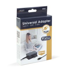   Delight Type-C (USB-C) adapter 65W (55061), DC 5-20V, 1,8 m - fekete
