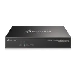 TP-link NVR rögzítő - VIGI NVR1004H-4P (4 csatorna, 4xPoE+ port; H265+, 5MP, HDMI, VGA, 2xUSB, 1x Sata(max10TB), audio)