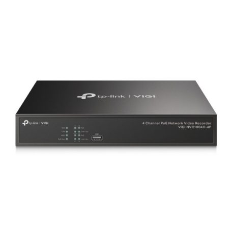 TP-link NVR rögzítő - NVR1004H-4P (4 csatorna, 4xPoE+ port; H265+, 5MP, HDMI, VGA, 2xUSB, 1x Sata(max10TB), audio)