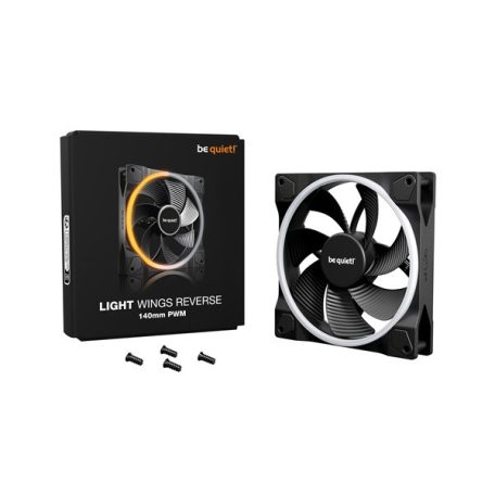 Be Quiet! Cooler 14cm - LIGHT WINGS 140mm PWM Reverse Black (RGB, 1300rpm, 25,5dB, fekete)