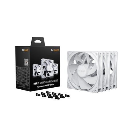 Be Quiet! Cooler 12cm - PURE WINGS 3 120mm PWM Reverse W 3-Pack (1500rpm, 28,5dB, fehér)