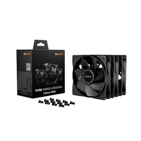 Be Quiet! Cooler 12cm - PURE WINGS 3 120mm PWM Reverse 3-Pack (1500rpm, 28,5dB, fekete)