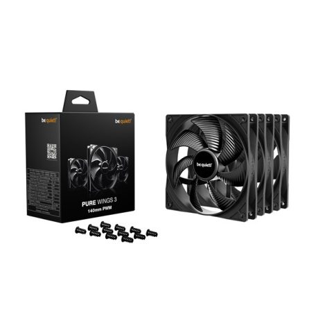 Be Quiet! Cooler 14cm - PURE WINGS 3 140mm PWM 3-Pack (1200rpm, 21,9dB, fekete)