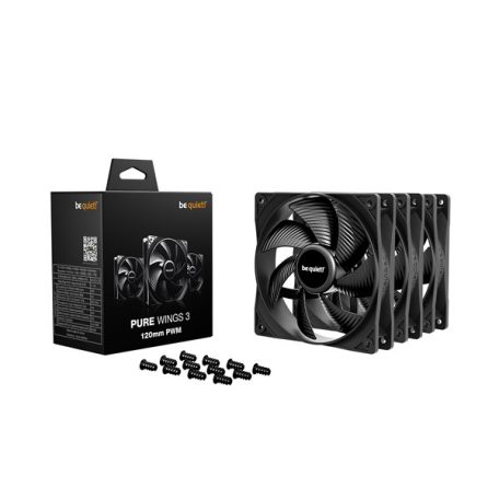 Be Quiet! Cooler 12cm - PURE WINGS 3 120mm PWM 3-Pack (1600rpm, 25,5dB, fekete)