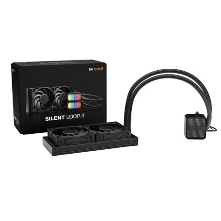 Be Quiet! CPU Water Cooler - SILENT LOOP 3 240mm Black (2x120mm, csatlakozó: 3pin, cső hossza: 400mm, fekete)