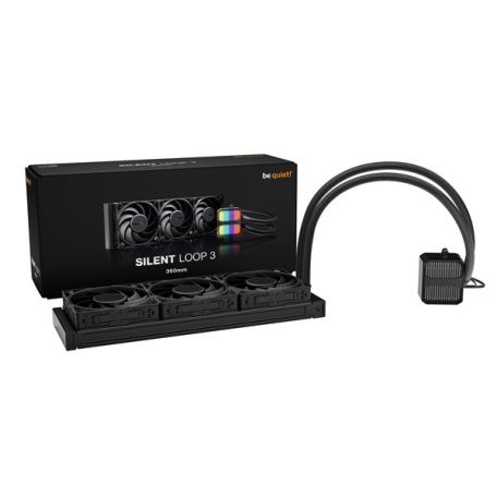 Be Quiet! CPU Water Cooler - SILENT LOOP 3 360mm Black (3x120mm, csatlakozó: 3pin, cső hossza: 400mm, fekete)