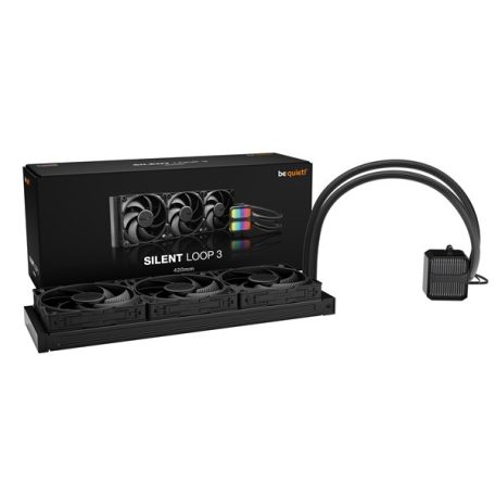 Be Quiet! CPU Water Cooler - SILENT LOOP 3 420mm Black (3x140mm, csatlakozó: 3pin, cső hossza: 400mm, fekete)