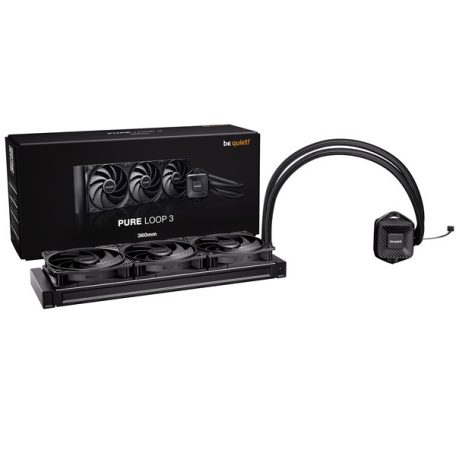 Be Quiet! CPU Water Cooler - PURE LOOP 3 360mm (3x120mm, csatlakozó: 3pin, cső hossza: 400mm)