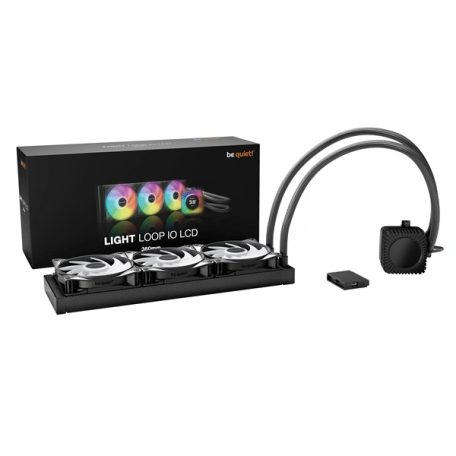 Be Quiet! CPU Water Cooler - LIGHT LOOP IO LCD 360mm (3x120mm, cső hossza: 400mm, fekete)