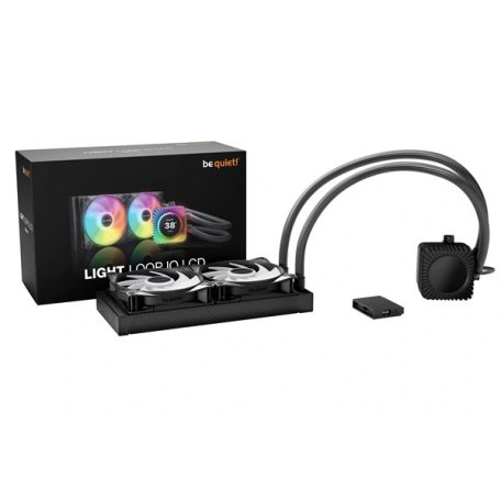Be Quiet! CPU Water Cooler - LIGHT LOOP IO LCD 240mm (2x120mm, cső hossza: 400mm, fekete)