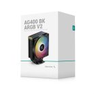 DeepCool CPU Cooler - AG400 BK ARGB V2 (31,6 dB; max, 128,93 m3/h; 4pin csatlakozó, 4 db heatpipe, 12cm, PWM)