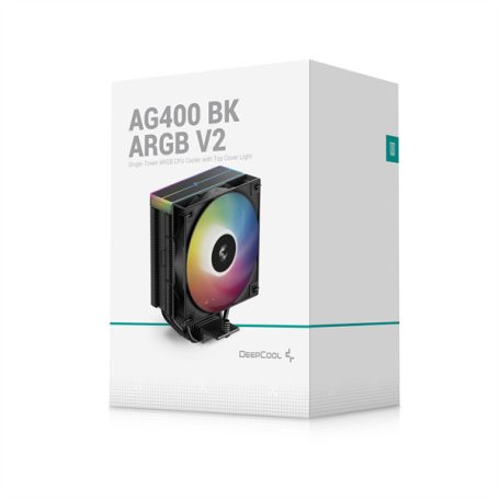 DeepCool CPU Cooler - AG400 BK ARGB V2 (31,6 dB; max, 128,93 m3/h; 4pin csatlakozó, 4 db heatpipe, 12cm, PWM)