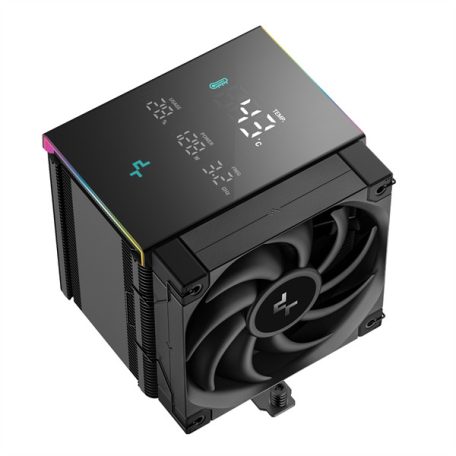 DeepCool CPU Cooler - AK500 DIGITAL PRO (28dB; max, 103,45 m3/h; 4pin csatlakozó, 5 db heatpipe, 12cm, PWM, fekete, RGB)