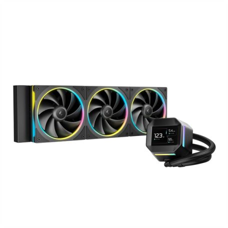 DeepCool CPU Water Cooler - LM360 (max 36,07dB; max. 122,52 m3/h; 3x12cm, LED kijelző, fekete)