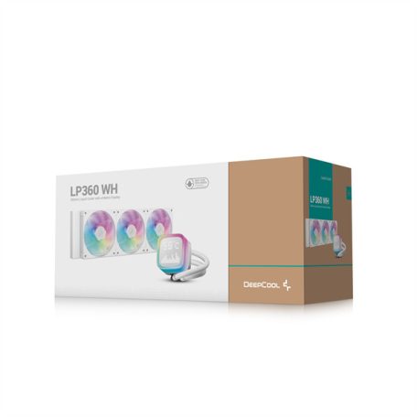 DeepCool CPU Water Cooler - LP360 WH (max 21dB; max. 122,39 m3/h; 3x12cm, LED kijelző, fehér)