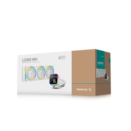 DeepCool CPU Water Cooler - LQ360 WH (max 21dB; max. 122,39 m3/h; 3x12cm, LED kijelző, fehér)