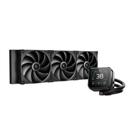 DeepCool CPU Water Cooler - SPARTACUS 420 (32,69dB max;. 191,13 m3/h; 3x14cm, LED kijelző, fekete)