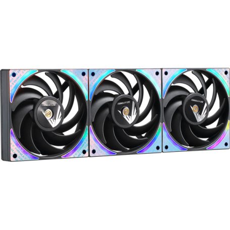 Formula Cooler 12cm - 3 db Air Bridge Plus BK (1-27,2dB, max. 63,2 m3/h, 4pin csatlakozó, hydro bearing, ARGB)