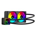 Rampage CPU Water Cooler - INFINITE V240 (Mágneses kijelző, 36,9dB max., 98,54 m3/h; 2x12cm, A-RGB LED, fekete)
