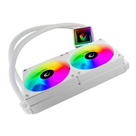 Rampage CPU Water Cooler - INFINITE V240 (Mágneses kijelző, 36,9dB max., 98,54 m3/h; 2x12cm, A-RGB LED, fehér)