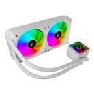 Rampage CPU Water Cooler - INFINITE V240 (Mágneses kijelző, 36,9dB max., 98,54 m3/h; 2x12cm, A-RGB LED, fehér)