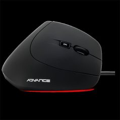   Advance Egér - VERTICAL PLUS MOUSE (1600 DPI, 6 gomb, ergonomikus, fekete)